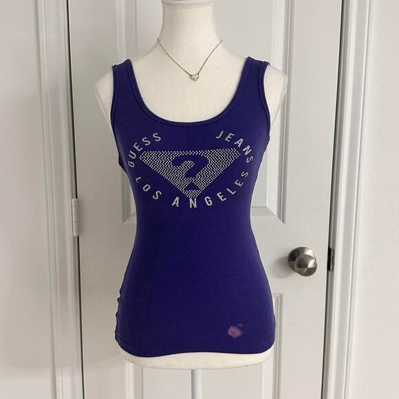 Vintage Guess Jeans Mcbling Women’s Size Small Very Fitted Tank - Picture 1 of 4